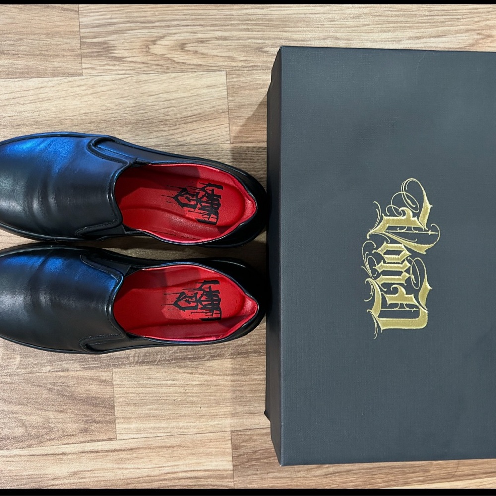 Kat Von D Black Loafers with Red Interior size 6